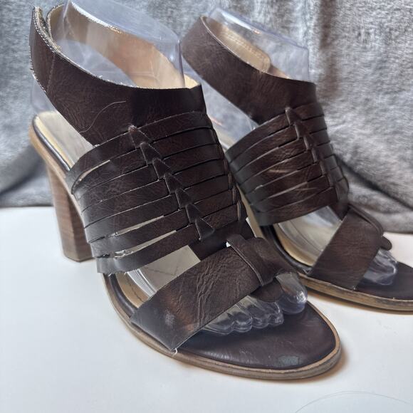 Charles By Charles David Jesse Ankle Strap Sandal Brown Leather Boho Size 7.5 - Picture 10 of 16